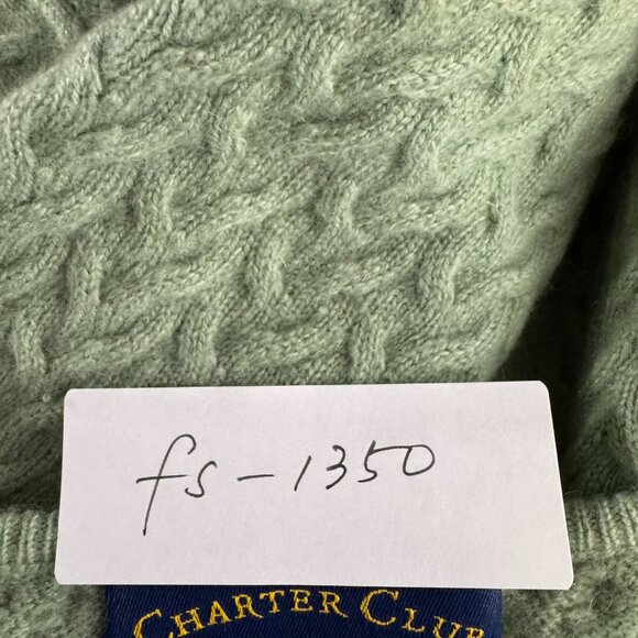 Charter Club 2 Ply Cashmere Sweater Womens Large Textured Weave Green FS-1350 - Picture 2 of 16